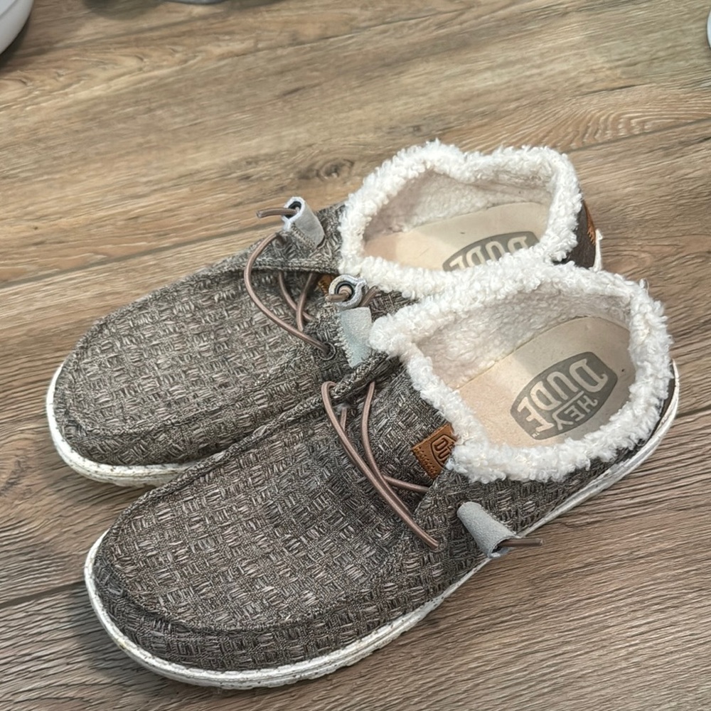 Hey Dude Brown Slip-On Shoes with Faux Fur Lining